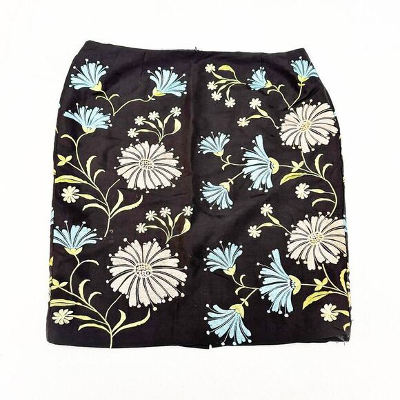 Patrick Christopher Silk Embroidered Flower Pencil Skirt Size 16W - Picture 1 of 5